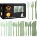 90 Pieces Gradient Sage Green Plastic Cutlery Set (Gradient Sage Green)