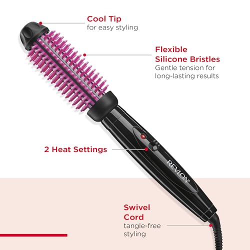 Silicone Bristle Heated Hair Styling Brush (1 Count (Pack of 1) / Pink)