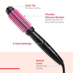 Silicone Bristle Heated Hair Styling Brush (1 Count (Pack of 1) / Pink)