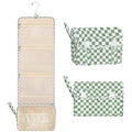 Travel Hanging Toiletry Bag for Women (02 Checkboard Green / Large)