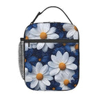Elegant Daisy Insulated Lunch Box for Women Men White and Blue Flower Lunch Bag for Travel (Daisy02)