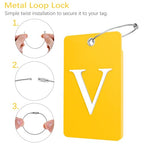 2 Pack Initial Luggage Tags for Suitcases Airplane Travel Essentials (Large V / Yellow)