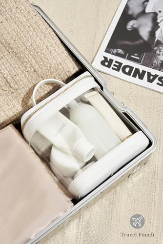 ROWNYEON Clear Makeup Bag (White with Handle)