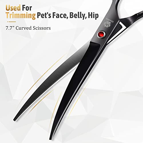 Dog Grooming Scissors Kit with Safety Round Tips (Professional Set 5 in 1)