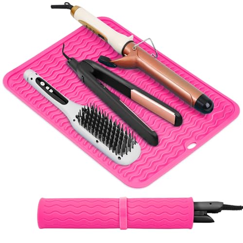 Oversize Silicone Heat Resistant Mat for Hair Tools (Hotpink)