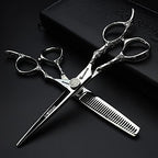 6/7-Inch Professional Hair Scissors Haircut Rose Pattern Hair Scissors Styling Tools Japanese Stainless Steel Scissor Set (6-inch -2pc-A) (6-inch -2pc-a)