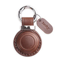 Genuine Leather AirTag Keychain Holder (Dark Brown)