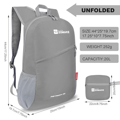 Lightweight Packable Backpack 20L (20 L / Silver Grey)