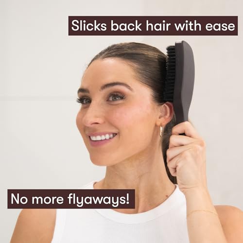 Slick Back Hair Brush Boar Bristles (Brown Velvet)