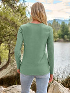Long Sleeve Shirts for Women Casual Crewneck Tops Basic Tees (3X-Large / 01lightgreen)