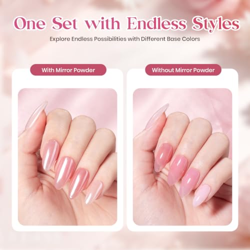 Beetles Pink Jelly Gel Polish Set with Chrome Powder (A - Sheer | Pink | La Ballerine)
