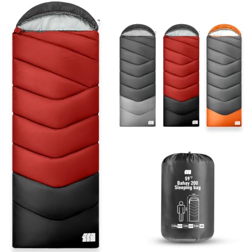 Sleeping Bags for Adults Kids 4 Season Camping Sleeping Bag Gear (Blue Yellow)