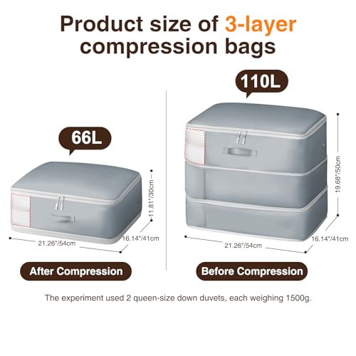 4 Pack Compression Storage Bags (110L-4 Pack / Light Gray)