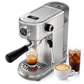H10B Programmable Espresso Machine with LED Display & Pressure Gauge (Silver)