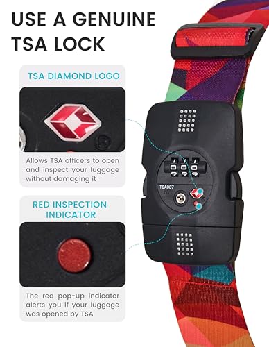 Travelkin Luggage Straps TSA Approved (Colorful Geometry)