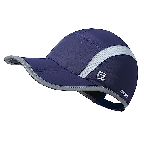 Reflective Foldable Running Hat for Men Women (6 1/2-7 / Navy)
