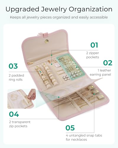Travel Jewelry Case Organizer (Medium / Pink)