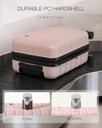 Luggage Set 3 Piece Lightweight Durable Hardshell (Pink)