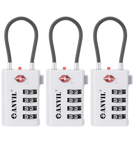 TSA Approved Luggage Locks with Search Alert Indicator (White)