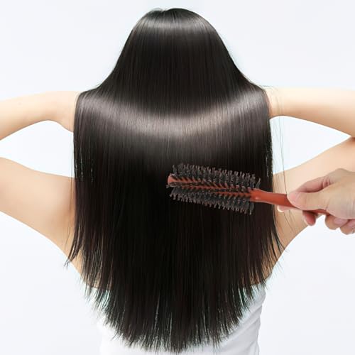 Round Hair Brush Boar Bristle Hair Brush Wood Brown (Medium / Brown)