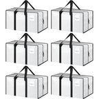6 Pack Extra Heavy Duty Large Moving Bags with Strong Zipper (White / 6 Pack)