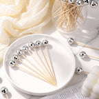 100 Pcs Disco Ball Cocktail Picks 4.7 Inch Mirror Ball End (Disco Ball)