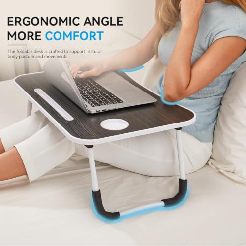 23" Foldable Lap Desk for Laptop Writing w (Black-gold)