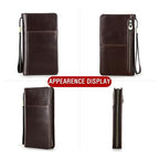 Top Grain Leather Travel Passport Wallet Holder for Man & Woman (For 4 Passports-Zipper Style / Classic-Glossy Coffee)