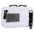 Tactical Molle Admin Pouch Utility Laser Cut EDC Tool Pouch Bag Horizontal Modular Pouches Include US Flag Patch and Keychain (White)
