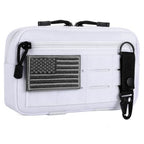 Tactical Molle Admin Pouch Utility Laser Cut EDC Tool Pouch Bag Horizontal Modular Pouches Include US Flag Patch and Keychain (White)