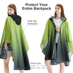 Rain Poncho Jacket Coat Hooded Zipper Style for Women (One Size / Gradient Green)