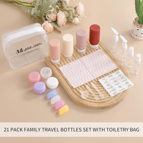 21 Pack Travel Bottles for Toiletries (Cream)
