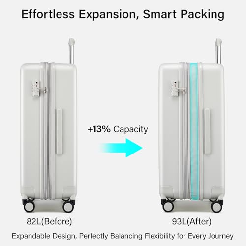 26 Inch Luggage with Spinner Wheels (Smoke White / 26 Inch EXT)