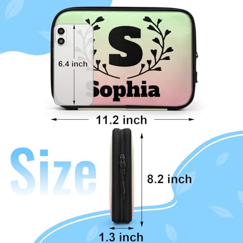 Custom Electronics Organizer Travel Case Personalized Name Initials Cable Charger Cord Tech Organizer Pouch Accessories Bag (Pink)