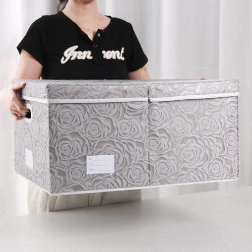 Jumbo Collapsible Storage Cubes with Lids Fabric Decorative Storage Bins Boxes Organizer Baskets with Cover Handles for Bedroom Closet Living Room 23.2x15.7x11.8 Inch 3 Pack (Assorted Color / XX Large(3-Pack))