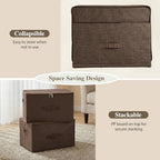Fabric Storage Bins with Zipper Lids (Coffee / Large (Pack of 1))