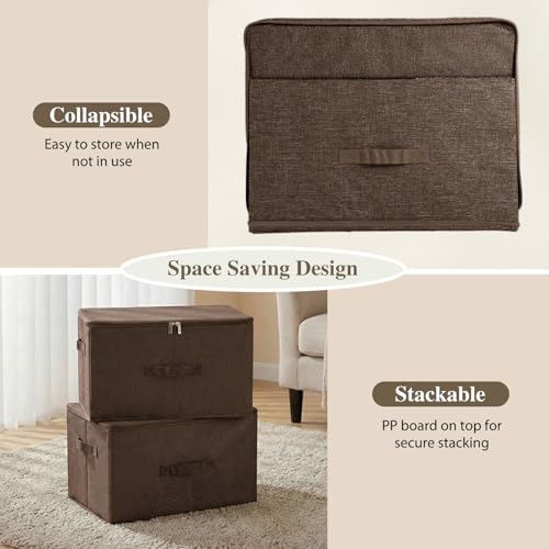 Fabric Storage Bins with Zipper Lids (Coffee / Small (Pack of 3))