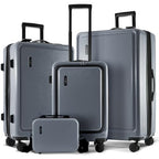 4 Piece Luggage Sets with Spinner Wheels (4 Piece Set (20/24/28) / Grey)