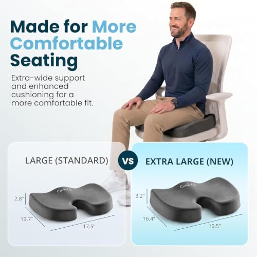 Extra Large Gel & Memory Foam Seat Cushion (Charcoal / X-Large)