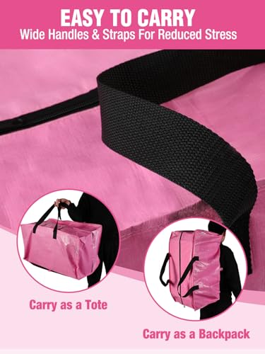 4 Pack Extra Large Moving Bags with Backpack Straps & Handles (Pink / 4 Pack)