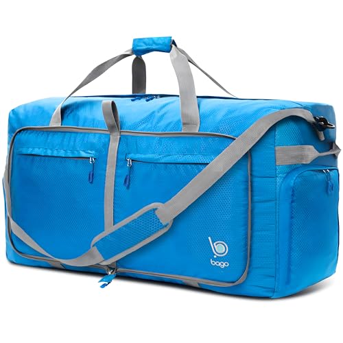 Travel Duffle Bag for Women & Men. Extra Large Foldable Duffel Bags (120L / Blue)