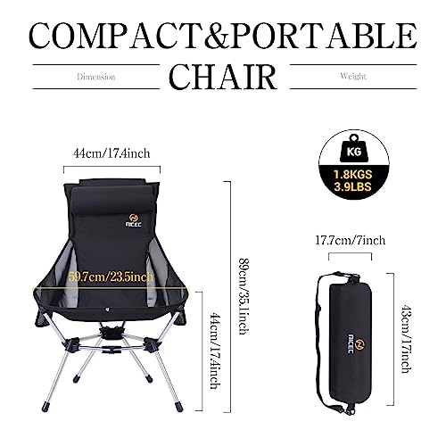 Ultralight Compact High Back Backpack Camp Chair (Black)