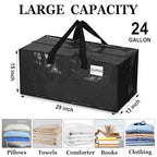 4 Pcs 24 Gallon Extra Large Moving Bags Heavy Duty Storage Bag (24 Gallon / Black)