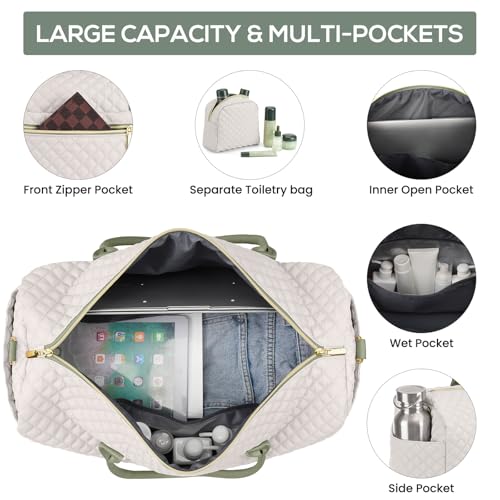 Travel Weekender Duffle Bags for Women (52-Beige Green / Large)