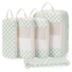 Compression Packing Cubes for Women Kids (AB-Mint Green Checkerboard / 5 Set)