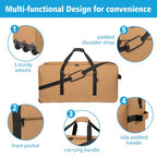 120L Foldable Rolling Duffel Bag with 3 Wheels (Large / Khaki)