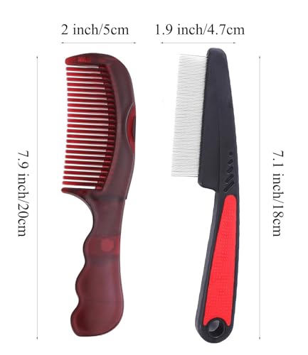 Dandruff Comb Removal Hollow Fine Tooth Scalp Detox Hair Care Tool 2PC (2PC Black+Red)