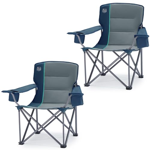 2 Pack Oversized Folding Camping Chair for Adults (Navy-2 Pack)