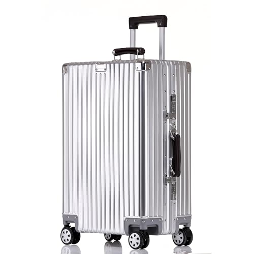 20 Inch All Aluminum Carry On Luggage with Leather Handle (Silver / Carry on 20inch)