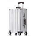 28 Inch All Aluminum Checked in Luggage with Leather Handle (Silver / Checked in 26inch)